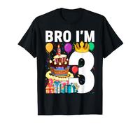 3rd Birthday Boy Bro I’m 3 Years Three Third Toddler T-Shirt