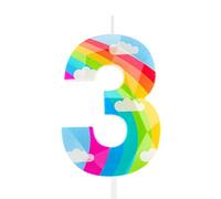 3rd Birthday Candle Rainbow Cloud 3D Designed Number 3 Candles Cake Topper Decorations Happy Birthday Candle for Girls Boy Women Anniversary Celebrations Party Supplies