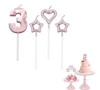 3rd Birthday Candle Rose Gold Number 3 Candle for Birthday Cake with Heart-Shaped Candles, Rose Gold 3 Candle for Cake Birthday Cake Topper Decorations for Girls Birthday Wedding Anniversary Party