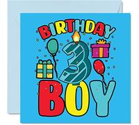 3rd Birthday Card Boy - Birthday Boy - Card 3 Year Old Boy, Boys Cards for Him, 145mm Greeting for Son Brother Grandson Nephew Cousin God Son
