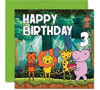 3rd Birthday Card Boy - Jungle Birthday Card - Happy 3 Year Old Boy, Boys Cards for Him, 145mm Greeting for Son Nephew Grandson Kid Children