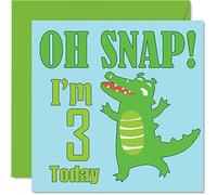 3rd Birthday Card Boy - Oh Snap Crocodile - Happy Birthday Card 3 Year Old Boy, Boys Cards for Him, 145mm Greeting for Son, Brother, Grandson, Nephew, Cousin, God Son