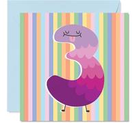 3rd Birthday Card - Cute Pastel Numbers - Happy Birthday Cards for 3 Year Old Girl Boy Age 3 Boys Girls, 145mm Bday Greeting Card