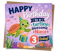 3rd Birthday Card for Niece - Cute Turtle Design, Happy Birthday to a Turtley Awesome Niece Today! Card