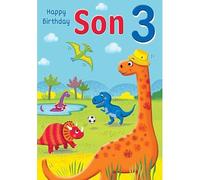3rd Birthday Card for Son, Dinosaur Theme, 15 x 23 cm