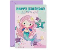 3rd Birthday Card Girl - Beautiful Little Mermaid - Happy Birthday Card for 3 Year Old Girl, Age 3 Girls Cards, A5 Bday Greeting
