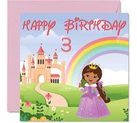 3rd Birthday Card Girl - Princess Castle - Happy Birthday Card 3 Year Old Girl, Girls Cards for Her, 145mm Greeting for Daughter Niece Granddaughter Kid Children