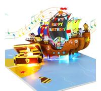 3rd Birthday Cards, 3D Pop Up Birthday Cards with Music, 3D Greeting Card with Lights & Blow Out Candles, Birthday Card for 3 years old, Boys, Sons, Grandchildren