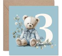 3rd Birthday Cards for Boys - Number Bears - Happy Birthday Card for 3 Year Old Boy Nephew Son Cousin Brother, 145mm Bday Greeting Cards