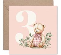 3rd Birthday Cards for Girls - Number Bears - Happy Birthday Card for 3 Year Old Girl Granddaughter Great Niece Niece Sister, 145mm Bday Greeting Cards