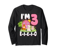 3rd Birthday Farm Animals I Am Three I E I O 3 Years Long Sleeve T-Shirt