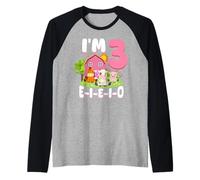3rd Birthday Farm Animals I Am Three I E I O 3 Years Raglan Baseball Tee
