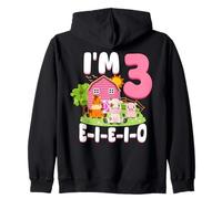 3rd Birthday Farm Animals I Am Three I E I O 3 Years Zip Hoodie