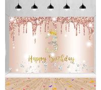 3rd Birthday Girl Decoration, 3rd Birthday g Banner Rose Gold, Happy 3rd Birthday Fabric Sign Poster, 3rd Birthday Background Banner Girl Birthday Party Decoration, 150cm x 90cm