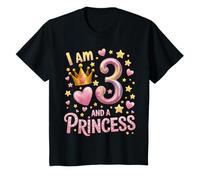 3rd Birthday Girl I am 3 and a Princess 3 Years Princess T-Shirt