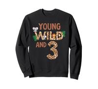 3rd Birthday Girl Outfit Young Wild & Three Jungle Animals Sweatshirt