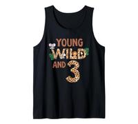 3rd Birthday Girl Outfit Young Wild & Three Jungle Animals Tank Top
