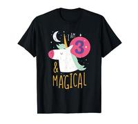 3rd Birthday Girl unicorn Outfit I AM 3 AND MAGICAL T-Shirt