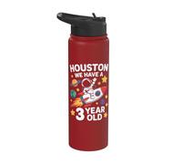 3Rd Birthday Houston We Have A 3 Year Old Astronaut Stainless Steel Insulated Water Bottle