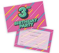 3rd Birthday Party Invitations Kids - Funky Colours 28 Pack - Childrens Birthday Invitations for Boys/Girls A6 Bday Party Invites Invitation Cards with Folding Envelopes