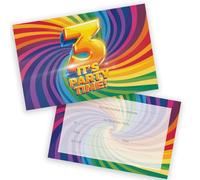 3rd Birthday Party Invitations Kids - Now It's Party Time 20 Pack - Childrens Birthday Invitations for Boys/Girls A6 Bday Party Invites Invitation Cards with Folding Envelopes