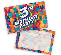 3rd Birthday Party Invitations Kids - Rainbow Balloons 28 Pack - Childrens Birthday Invitations for Boys/Girls A6 Bday Party Invites Invitation Cards with Folding Envelopes