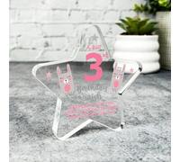 3rd Birthday Present Girl Open Birthday Present Bunny Star Plaque Keepsake Gift - Small Gifts For Him For Her, Present, Acrylic Plaque, Unqiue Gift, Ornament, Décor, Plaque, trinket, Keepsake Gift