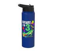 3rd Birthday Rawr! I'm 3 T-Rex Dinosaur 3 Years Birthday Stainless Steel Insulated Water Bottle