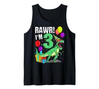3rd Birthday Rawr! I'm 3 T-Rex Dinosaur 3 Years Birthday Tank Top