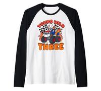 3rd Birthday Young Wild Three 3 Years Old Boy Monster Truck Raglan Baseball Tee