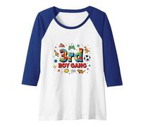 3rd Boy Gang: Playful Adventure for Young Explorers Raglan Baseball Tee, Women, Royal Blue/White, XL