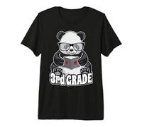 3rd Grade Back to School Panda Book Reader Teacher Heart Premium T-Shirt