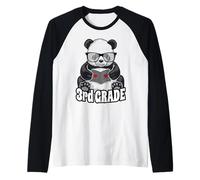 3rd Grade Back to School Panda Book Reader Teacher Heart Raglan Baseball Tee