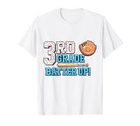 3rd Grade Batter Baseball Back to School Student Value Graphic T-Shirt, Men, White, S