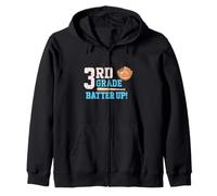 3rd Grade Batter Up Baseball Back To School Student Zip Hoodie