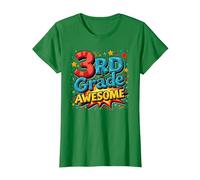 3rd Grade Boy Awesome School Year Celebration Gift T-Shirt, Women, Kelly Green, XS