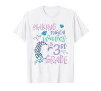 3rd Grade Cute Mermaid Shirt Girls Third Grade Making Waves Value Graphic T-Shirt, Men, White, M
