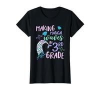 3rd Grade Cute Mermaid Shirt Girls Third Grade Making Waves Value Graphic T-Shirt, Women, Black, S