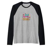 3rd Grade Diva: Sparkly School Star Raglan Baseball Tee, Men, Black/Athletic Heather, S