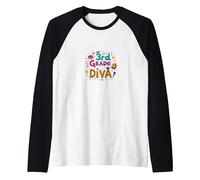 3rd Grade Diva: Sparkly School Star Raglan Baseball Tee, Men, Black/White, S