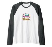 3rd Grade Diva: Sparkly School Star Raglan Baseball Tee, Men, Dark Heather/White, S