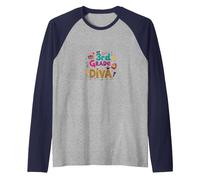 3rd Grade Diva: Sparkly School Star Raglan Baseball Tee, Men, Navy/Athletic Heather, S