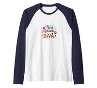3rd Grade Diva: Sparkly School Star Raglan Baseball Tee, Men, Navy/White, S