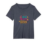 3rd Grade Diva: Sparkly School Star T-Shirt, Women's Plus, Heather Blue, 5X