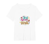 3rd Grade Diva: Sparkly School Star T-Shirt, Women's Plus, White, 3X