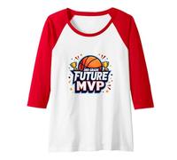 3rd Grade Future MVP Basketball Champion Raglan Baseball Tee, Women, Red/White, L
