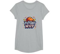 3rd Grade Future MVP Basketball Champion T-Shirt, Girls, Heather Grey, Large