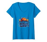3rd Grade Future MVP Basketball Champion V-Neck T-Shirt, Women, Sapphire, L