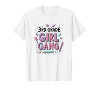 3rd Grade Girl Gang: Fun School Squad for Young Learners T-Shirt, Men, White, 4XL
