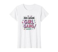 3rd Grade Girl Gang: Fun School Squad for Young Learners T-Shirt, Women, White, M